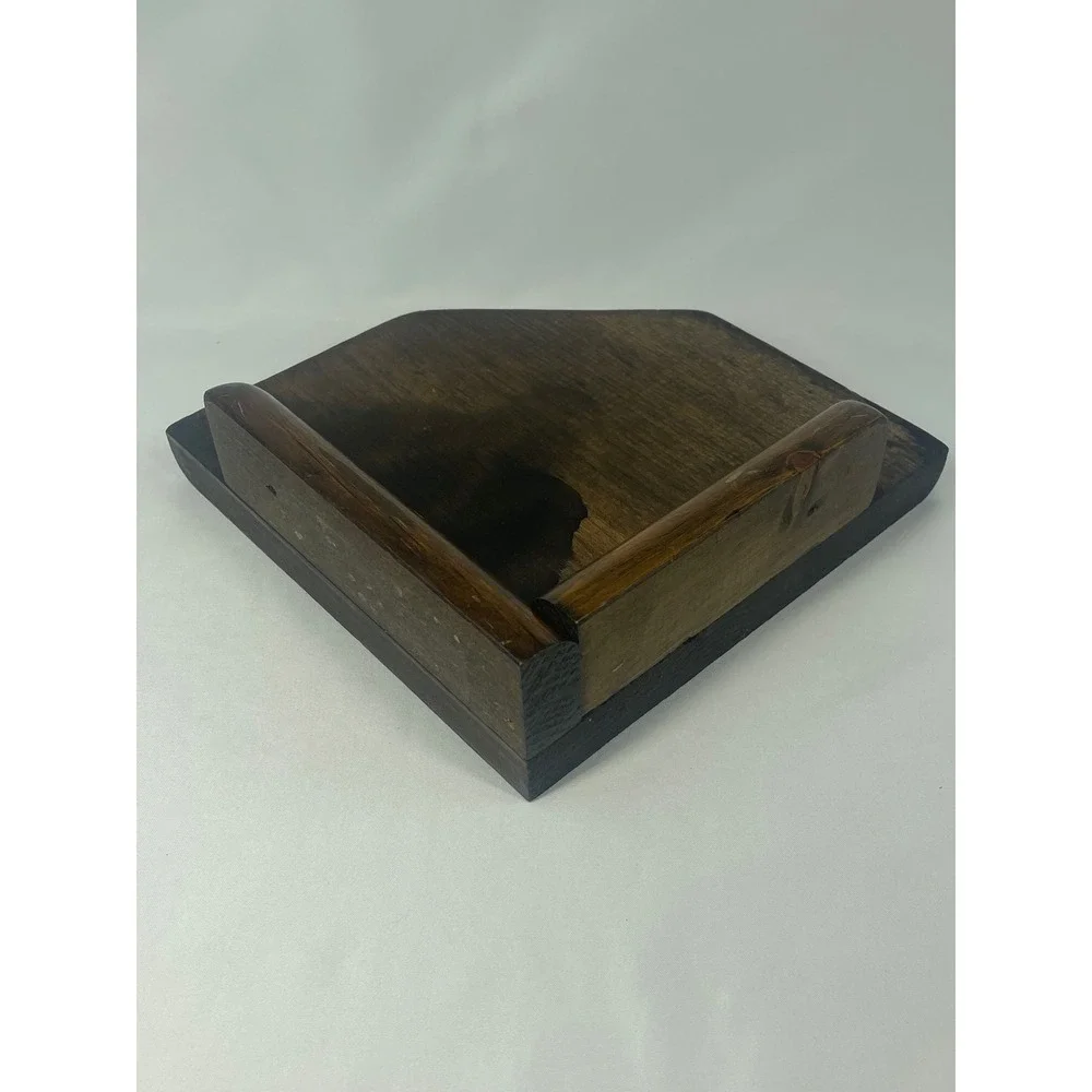 Vintage Wood Corner Display Shelf Walnut 7.25